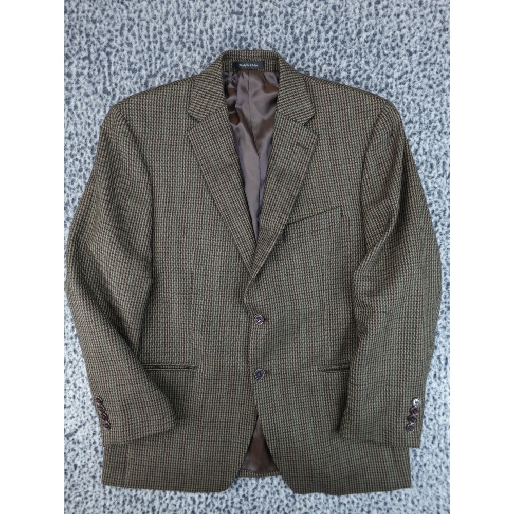Ralph Lauren Houndstooth Blazer Mens Size 40S Brown‎ Green Good Academic Jacket